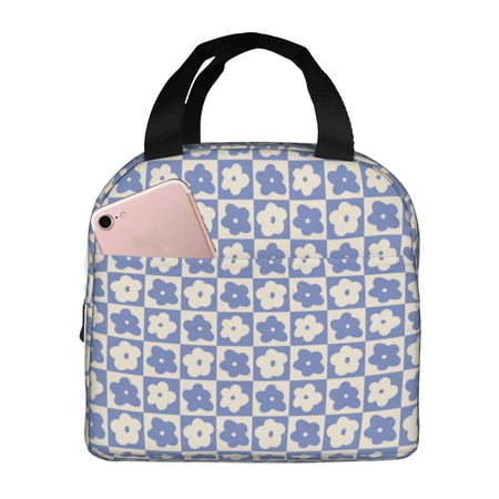 Insulated Lunch Bag for Women Men - Plaid flowers Leakproof Cooler Lunch Box for Women Men  Lunch Tote Bags for Work School Picnic Travel