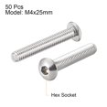 thumbnail image 2 of M4x25mm Machine Screws Hex Socket Round Head Screw 304 Stainless Steel Fasteners Bolts 50 pcs, 2 of 3