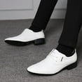 thumbnail image 3 of Oyedens Mens Classic Oxfords Dress Shoes Modern Lace up Leather Business White Groom Wedding Shoes, 3 of 4