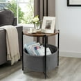 thumbnail image 3 of Round End Side Table, Sofa Side Snack Table with Fabric Storage Basket, Small bed Nightstand for Living Room Bedroom, Wood Top, 3 of 9