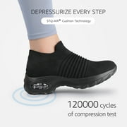 STQ Womens Walking Shoes Slip on Breathable Sneakers All Black US 7