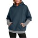 thumbnail image 3 of RKSTN Hoodies for Women Oversized Cuff Stripe Splicing Fake Two Pieces Hooded Sweatshirts Top Womens Casual Plus Size Loose Fits Comfy Hood Sweatshirts with Pockets Fall Spring Clothes, 3 of 10