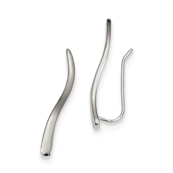 Sterling Silver Rhodium-Plated Ear Climber Earrings (26.45 X 2.71) Made In China qe13610