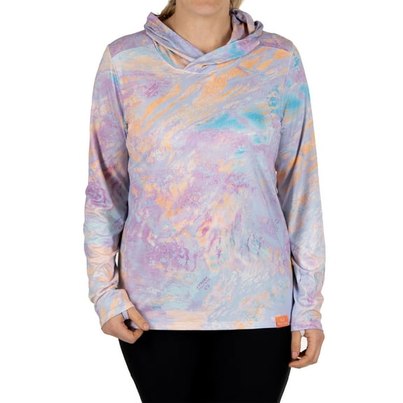 Realtree Women's Long Sleeve Performance Fishing Hoodie, Sunset Sky, M