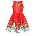 thumbnail image 1 of Girls Dress Red Christmas Reindeer Snow Xmas Tree Party 10 Years, 1 of 6