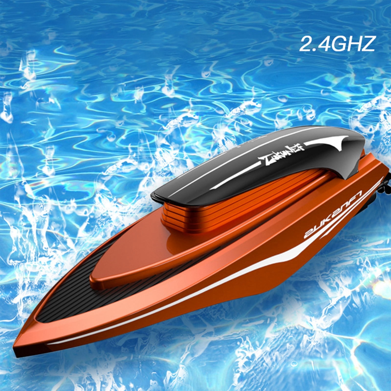 2Orange 2.4Ghz Mini Rc Speedboat For Pools And Lakes Rechargeable Racing Boat With Led