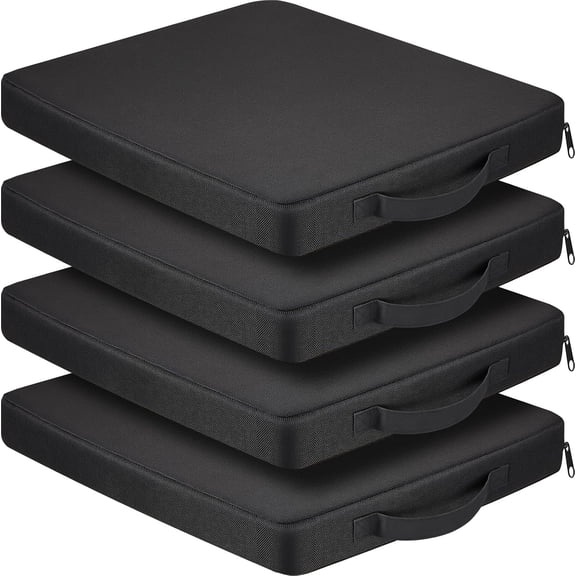 4 Packs Portable Stadium Seat Cushion with Handle 1.4 Inch Thick Bleacher Seat Stadium Cushion Padded for Sports Events, Outdoor Concerts, Camping, Hiking, Fishing, Beaches, Chairs(Black)