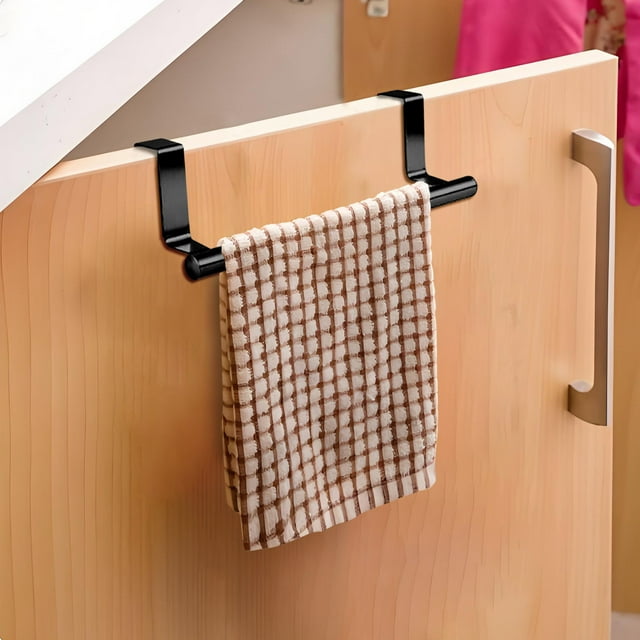 Vaidha Stainless Steel Single Pole Double-layer Towel Rack Kitchen And Bathroom Non Perforated Towel Rack Cabinet Door Back Hanging Rack