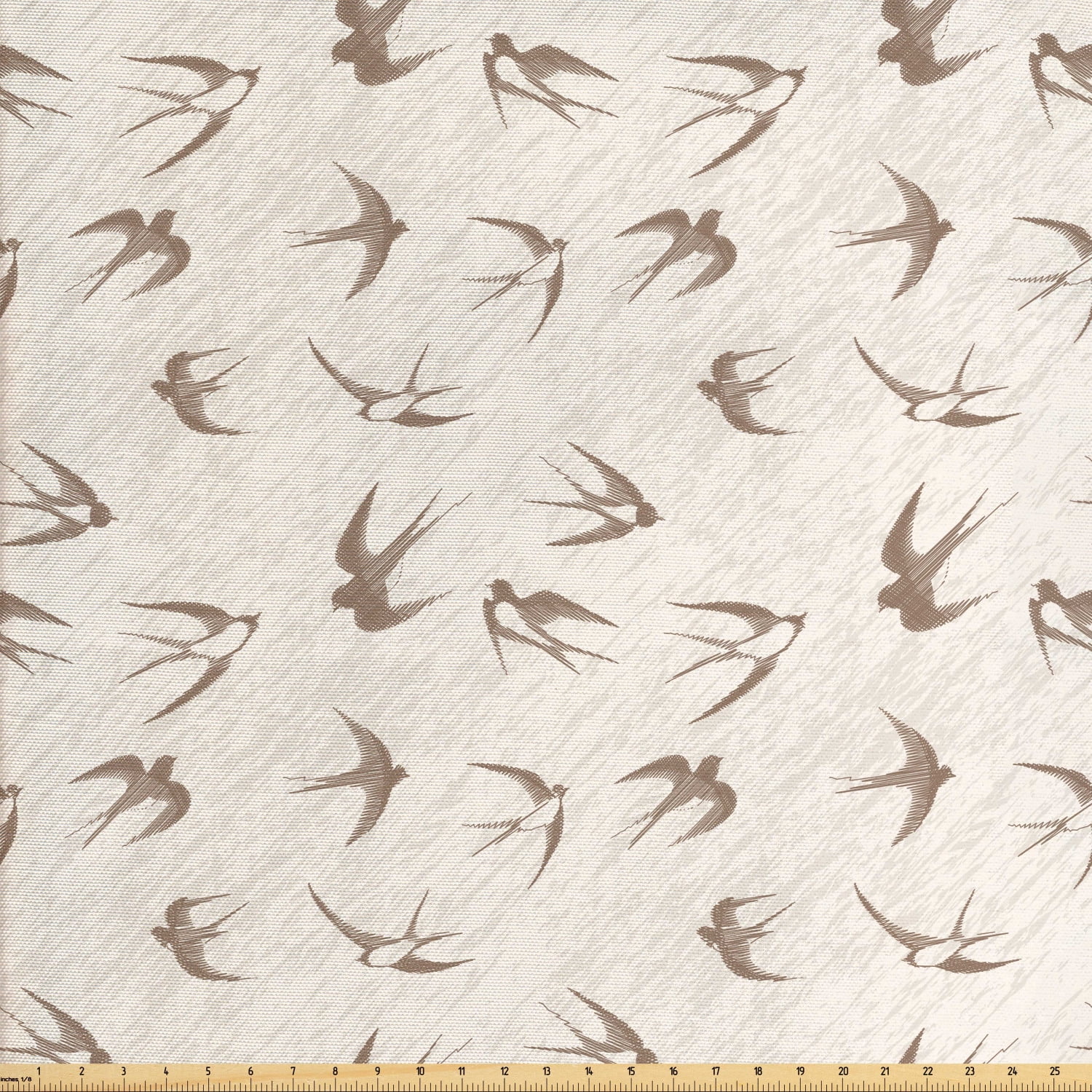 Birds Sofa Upholstery Fabric by the Yard, Flying Bird Swallow Vintage Design Illustration