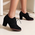 thumbnail image 2 of NECHOLOGY Botas Mujer Adulto Femenino Zapatos Botines mujer Botas de tobillo para mujer de tacón grueso con cordones tallados británicos de comercio exterior europeo y americano (Black, 8.5), 2 of 5