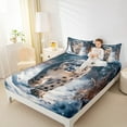 thumbnail image 4 of Manfei Safari Snow Leopard Queen Sheet Sets,Jungle Animal Flat Sheet,Wild Cheetah Queen Fitted Sheet For Boys Kids,Luxury Bedroom Decor,4pcs, 4 of 7