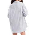 thumbnail image 3 of JULMCOMO 2 Piece Sets for Women Striped Button Down Long Sleeve Shirts Drawstring Wide Leg Summer Shorts Cruise Lounge Outfits Gray S, 3 of 6