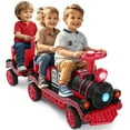 thumbnail image 3 of Red Electric 2-Seater 12V Kids Ride On Toy Train with Carriage 2 Speeds Boys Girls Gift w/ Music,Lights,Honk,Storage,USB,Support to 165LBS, 3 of 18