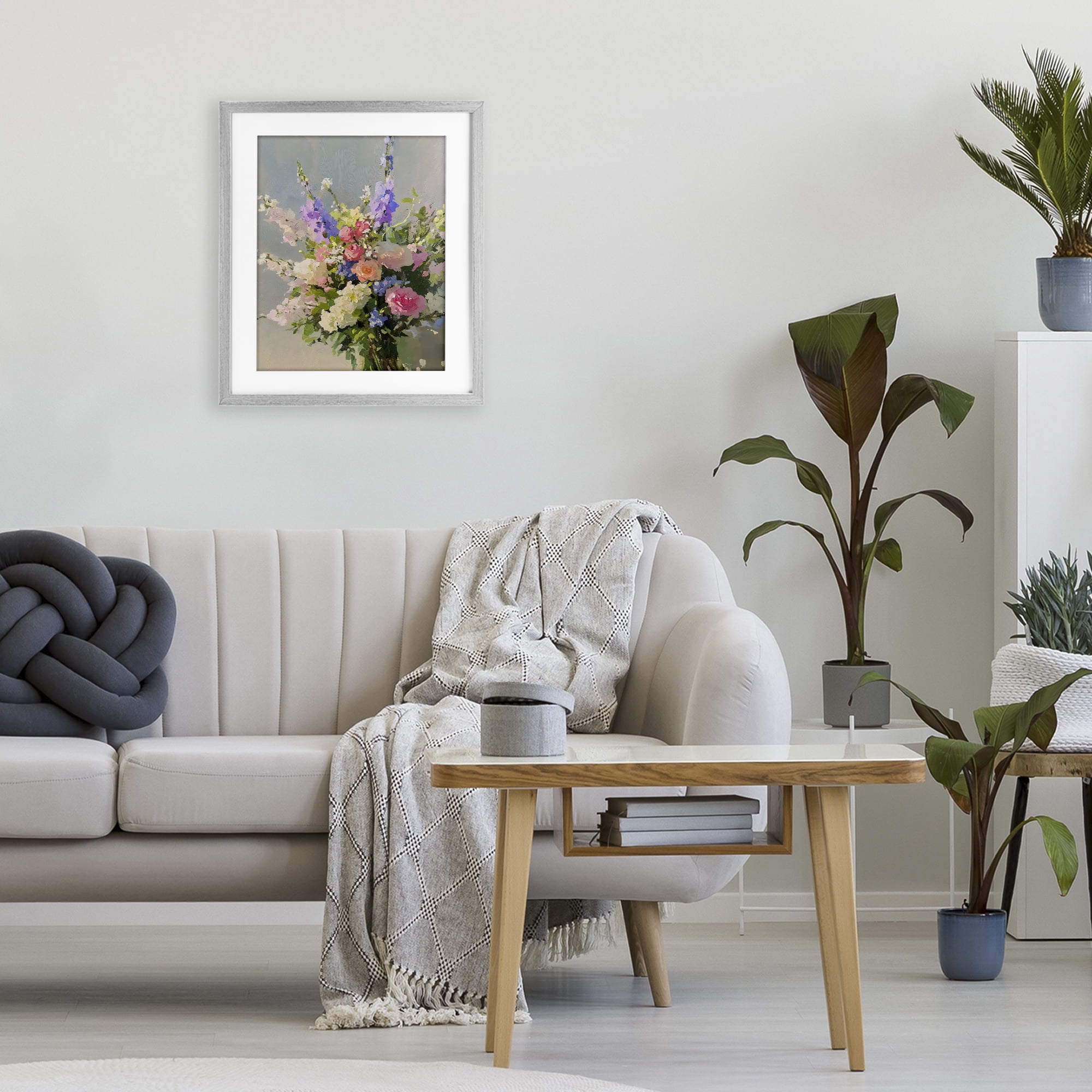 Stupell Industries Romantic Pastel Garden Bouquet Gray Framed Print Under Glass, design by The Prints Vibe