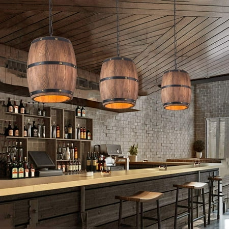 Vintage Rustic Wooden Chandelier Bar Wine Barrel During Light Retro Metal Chandeliers Hanging Ceiling Lamp Fixture For Cafe Kitchen Island Dining Wood 25x30cm 10x12inch Canada Vintage Rustic Wooden Chandelier Bar, Wine Barrel Chandelier Kitchen Island