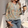 thumbnail image 5 of Vivianyn HD Women's Long Sleeve Jacquard Denim Jacket, Vintage Button Down Outerwear,Khaki,Size S-XXL, 5 of 8
