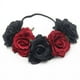 thumbnail image 1 of Nvzi Corona de flores de rosas para bodas, diadema para el cabello, tocado para bodas (negro y rojo), 1 of 4