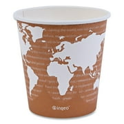 Eco-Products® World Art Renewable and Compostable Hot Cups, 10 oz, Gray, 50/Pack, 20 Packs/Carton