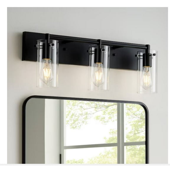allen   roth Yuma 24-Inches 3 -Light Matte Black Transitional Vanity light bar