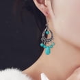 thumbnail image 3 of 3Pcs Bohemian Turquoise Jewelery Set for Women Western Jewelry Boho Turquoise Choker Necklace Pendant Vintage Dangle Earring Stretchable Bracelets Cowgirl Wedding Party Gift for Birthday Girlfriend, 3 of 6