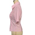 thumbnail image 6 of Rezuofi 1 Pcs Womens Button Down Shirts Short Cap Sleeve Summer Cotton V Neck Collared Stripes Blouses Casual Plaid Tops, 6 of 9