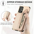thumbnail image 4 of Phone Case for Samsung Galaxy A52/A52S 5G Wallet Cover with Tempered Glass Screen Protector and Zipper Credit Card Holder Stand Leather Cell Accessories Glaxay A 52 S 4G G5 Gaxaly 52A S52 52S Beige, 4 of 12