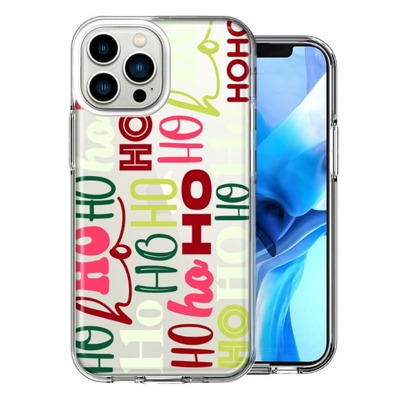 MUNDAZE Case for Apple iPhone 15 Pro Max Slim Hard Shell Soft TPU Hybrid Shockproof Heavy Duty Protective Phone Cover - Christmas Santa Ho Ho Ho textagraphy Festive Holiday