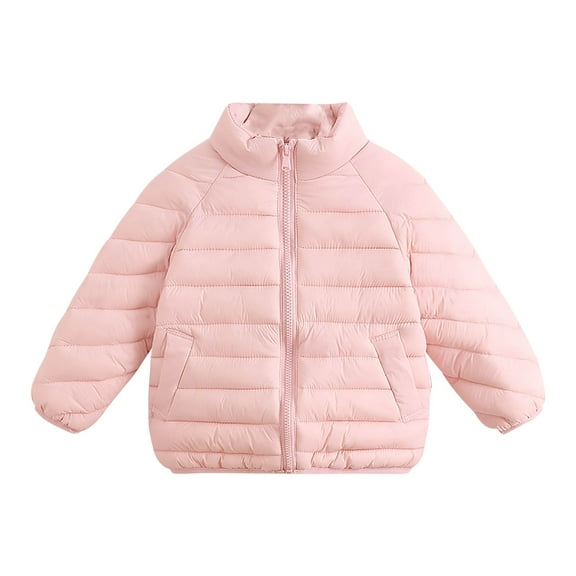 Cethrio Girls Puffer Jackets, Waterproof Warm Lightweight Stand-up Collar Winter Outerwear Pink Size 7-8