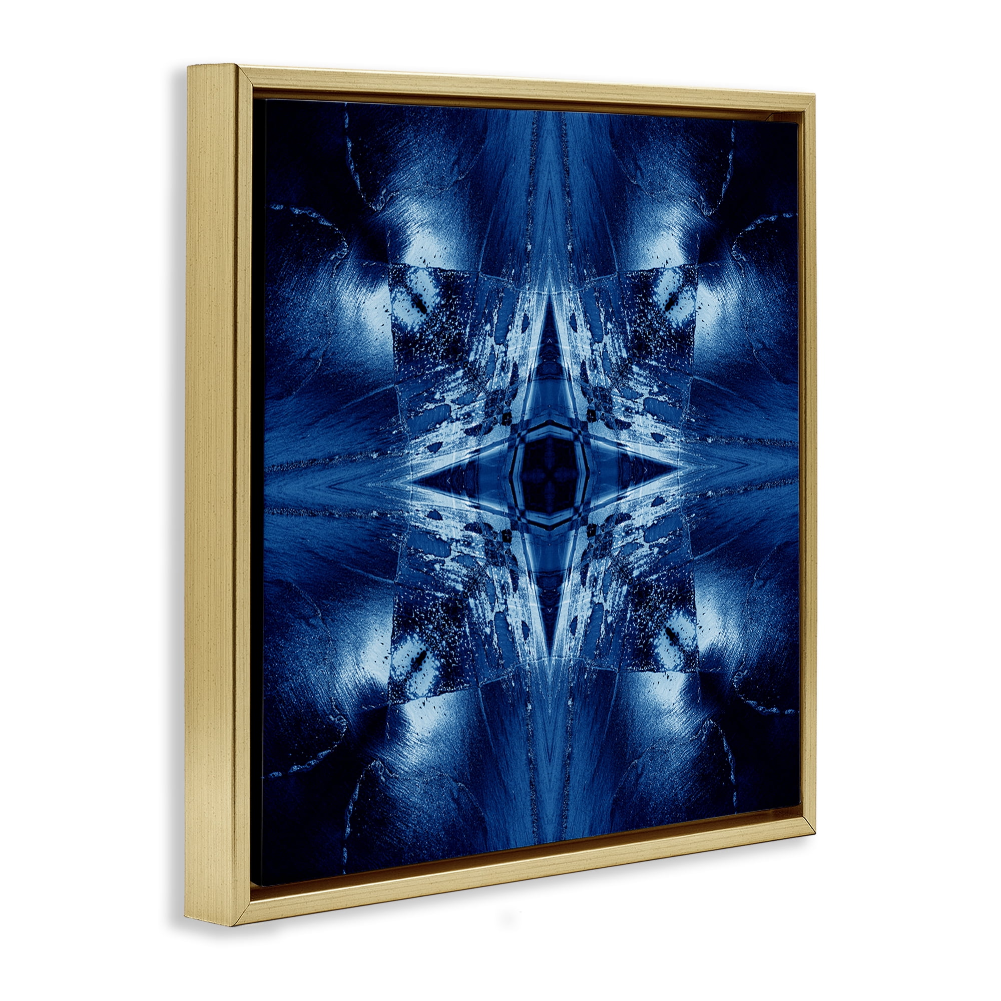 Stupell Industries Dark Mirrored Mosaic Abstract Painting Gold Floater Framed Canvas Art Print Wall Art, 25 x 25