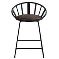 thumbnail image 2 of 2 Counter Height Chairs - Brown And Black, Sled Base Design, Comfortable Leather, Slatted Back For Airflow Side Chair Pair Metal Base, Synthetic Ergonomic Design, 2 of 6