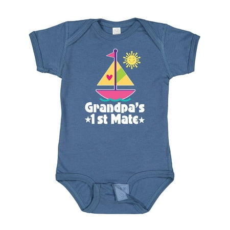 

Inktastic Grandpas First Mate Girls Pink Sailboat Gift Baby Girl Bodysuit