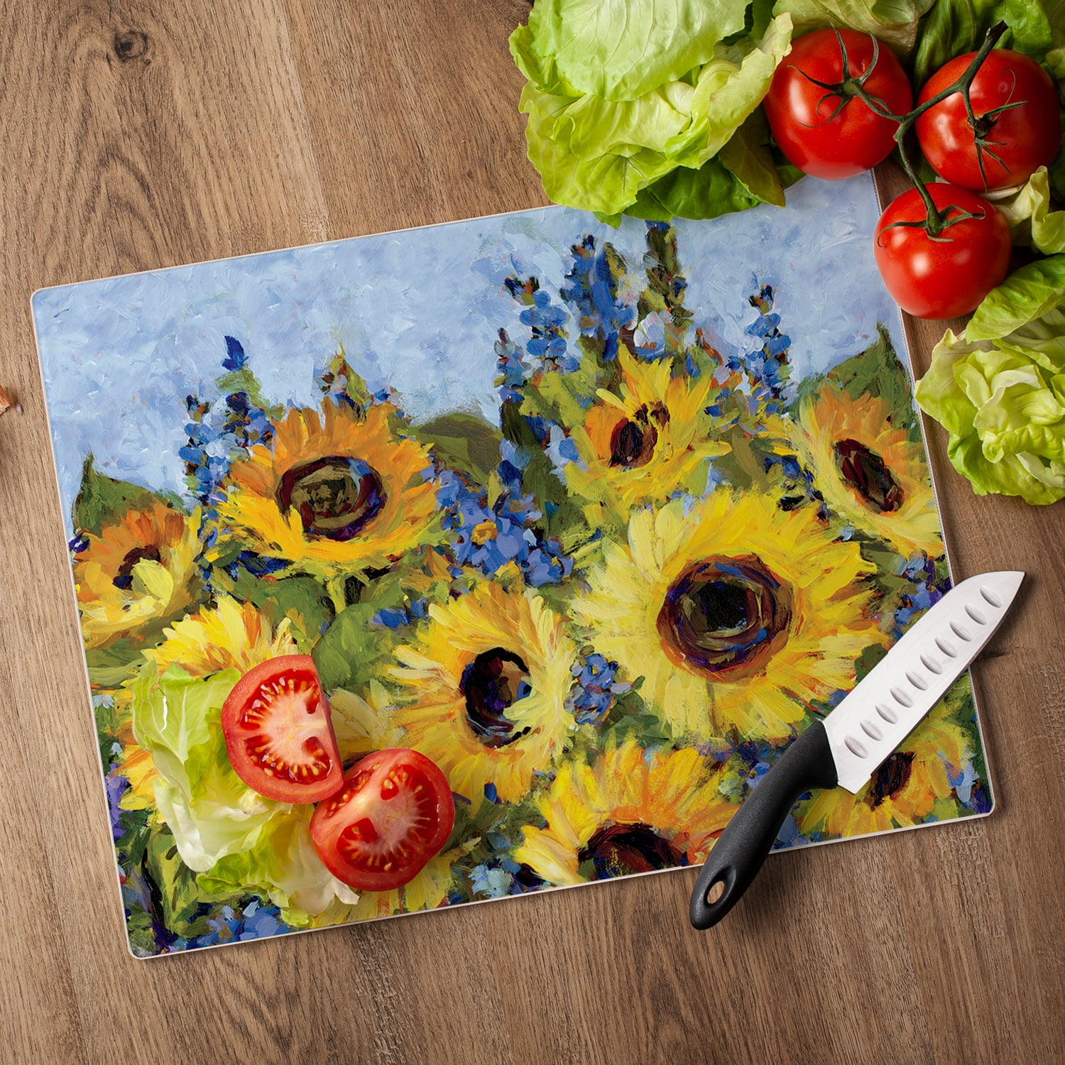 CounterArt Sunflower Gallery 3mm Tempered Glass Cutting Board 15" by 12"