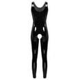 thumbnail image 6 of Women Sexy Leather Jumpsuit, Sexy Open Crotch, Glossy PVC Leather, Plus Size S-3XL, Shiny Latex Bodysuit Crotchless, 6 of 8