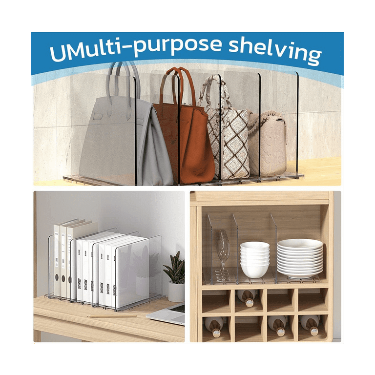 Purse Organizer for Closet Adjustable Clear Shelf Dividers Purse