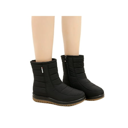 

Lacyhop Womens Walking Casual Snow Boots Comfort Warm Winter Shoes Breathable Round Toe Plush Lined Boot Black Style B 6.5