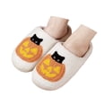 thumbnail image 3 of Halloween Pumpkin Slippers for Women Men, Soft Plushes Spookys Slipper, Cute Cartoon Cozy Houses Slipper, Fuzzy Winter Holiday Shoes, Halloweens Christmasing Giftes(White,8), 3 of 7