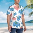thumbnail image 5 of Cartoon Pink And Blue Elephants Hawaiian Shirts For Men, Summer Short-Sleeve Relaxed-Fit Button-Down Shirts Medium, 5 of 9