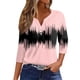 thumbnail image 1 of Camiseta para Mujer Camiseta Estampada Botón Manga 3/4 Diario Fin de Semana Moda Básica Cuello en V Top Regular Rosa/3XL, 1 of 5