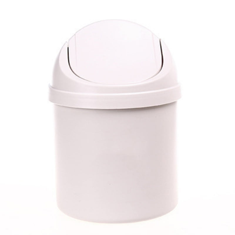 Mini Plastic Desktop Mini Trash Can with Swing Lid For Bathroom Vanity