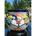 thumbnail image 2 of Bean Planter Medium Hand Painted Pot Indoor Outdoor Multi Colored Glazed (Allegra), 2 of 7