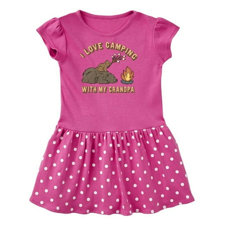 

Inktastic I Love Camping With My Grandpa Gift Toddler Girl Dress