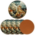 thumbnail image 2 of Bohemia Set of 6 Microfiber Leather Round Coasters, 11x11 cm/4.3x4.3 in, Cute and Durable Drink Mats for Home and Office, 2 of 6