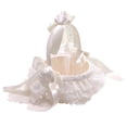thumbnail image 2 of White Lace Flower Girl Basket With Pearl Romantic Bridal Handheld Basket For Wedding Petal Toss Ceremony Prop, 2 of 8
