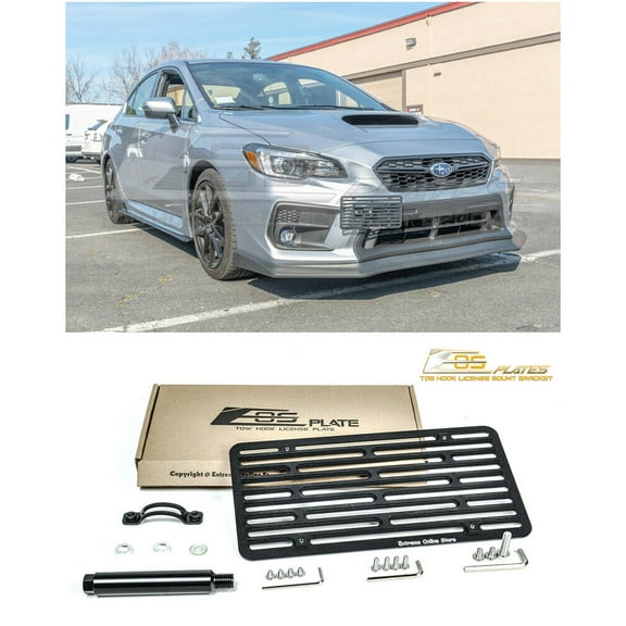 Extreme Online Store for 2018-2021 Subaru WRX & STi | EOS Plate Version 2 Full Sized Front Bumper Tow Hook License Plate Relocator Mount Bracket