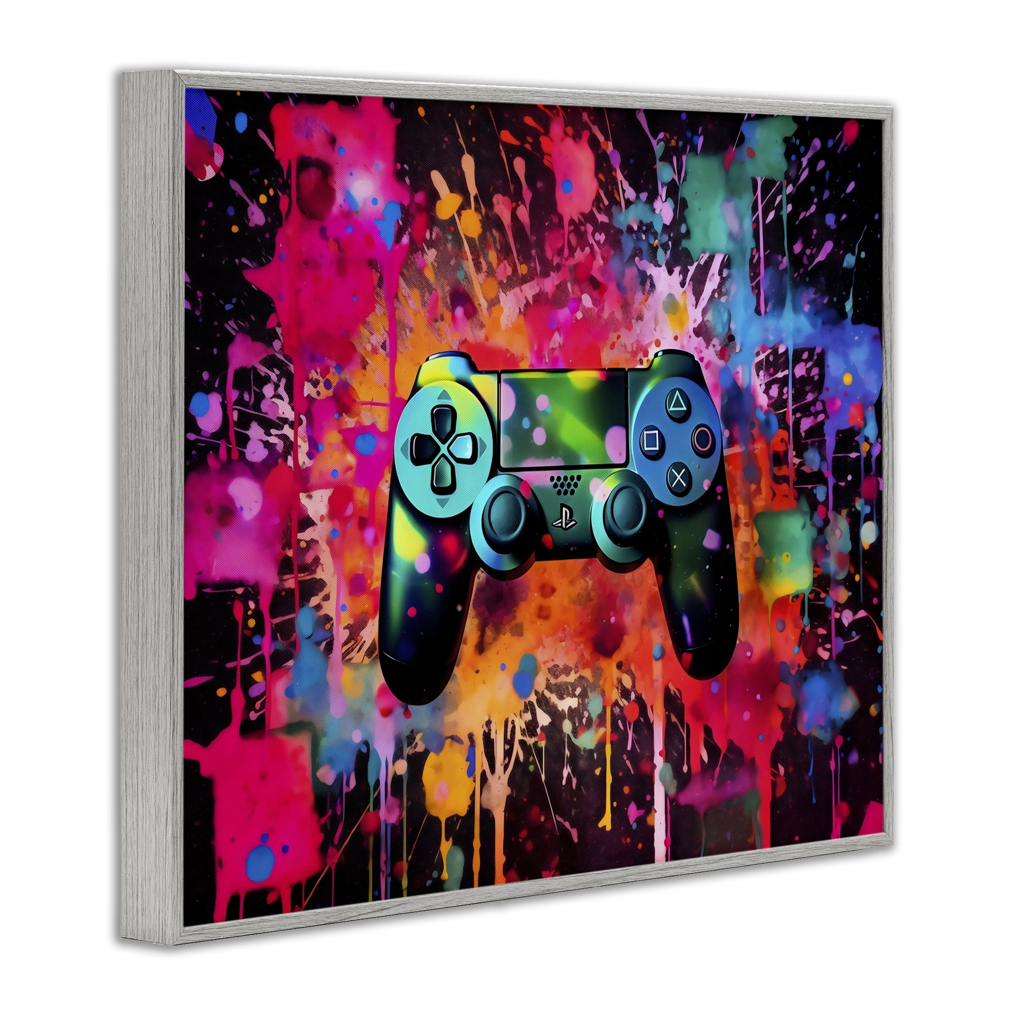 Stupell Industries Vibrant Gamepad Burst Gray Framed Giclee Art, design by Creative Studio