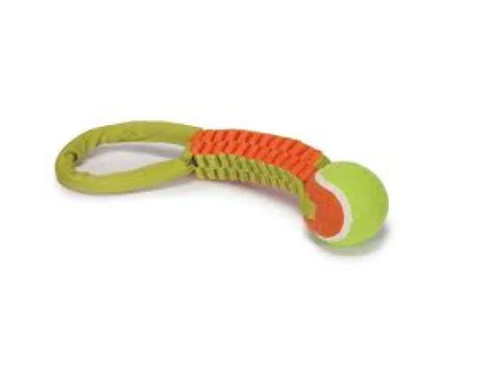 Interactive Braided Nylon Body Tennis Ball 12 Inch Dog Tug Toy Dual Materials (Discounted Toy - Random Color)