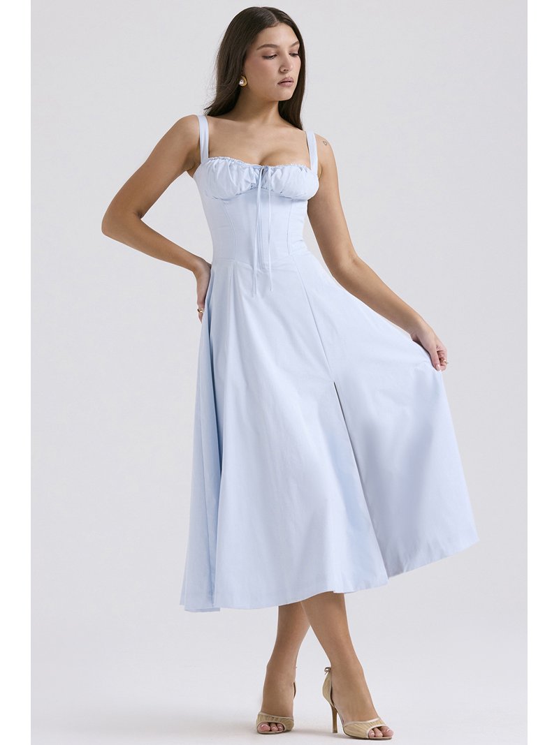 white christmas dresses Bardot Carmen Lace Corset Midi Dress main image 0