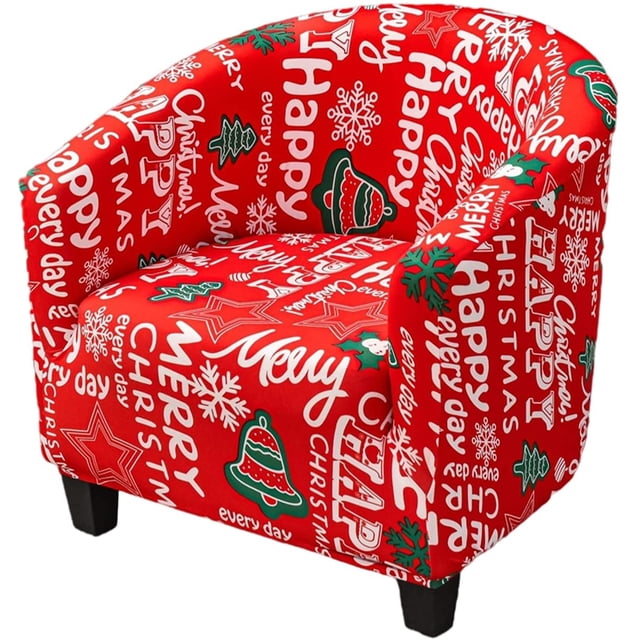 Funda para silla de club de Navidad, funda para silla de bañera, funda elástica de licra estampada para sillón, funda de sofá de Navidad, protector de muebles para sala de estar, fundas geométricas