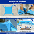 thumbnail image 3 of HOTEEL Beach Tent Shade Canopy UPF50+ Protection, 8 Sandbags, 4 Stability Poles, Outdoor Sun Shelter Umbrella for Sand, Camping, Fishing Essentials, Blue, 3 of 8