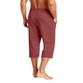 thumbnail image 5 of Nokdvo 3/4 Capri Pants for Mens Drawstring Elastic Waist Capris with Pockets Below Knee Joggers Wide Leg Stretch Comfy Lounge Lightweight Athletic Summer Capri Sweatpants,Vermilion XL, 5 of 6